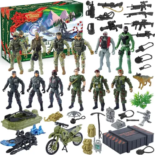 Adventskalender Kinder Weihnachten 24 Tage Spielzeug Militär Armee Mann - Adventskalender mit 24 spannenden Militärspielzeugen, ideal für kleine Soldaten und eine aufregende Vorweihnachtszeit.