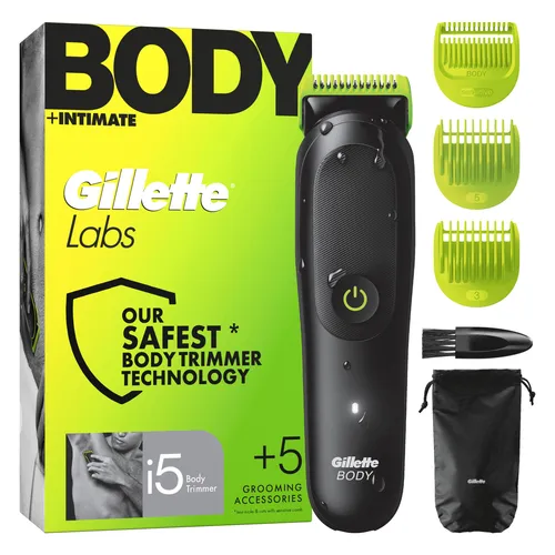 Gillette Labs Body + Intimate Trimmer i5 - Präziser Trimmer für Körper und Intimbereich - Der Gillette Labs Body + Intimate Trimmer i5 bietet exakte Trimm-Ergebnisse. Mit ergonomischem Design und wasserdichter Bauweise für eine einfache Handhabung in der Dusche.