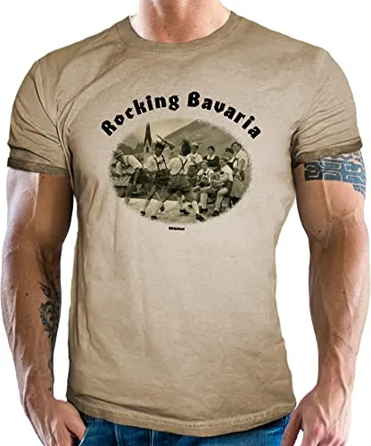 Rocking Bavaria Trachten T-Shirt im Vintage Look für Bayern Fans - Das perfekte T-Shirt für echte Bayern-Fans! Moderner Schnitt, waschbeständiger Druck und hochwertiger Stoff sorgen für besten Tragekomfort. Bedruckt in Deutschland und entspricht dem ÖKO-TEX100 Standard.