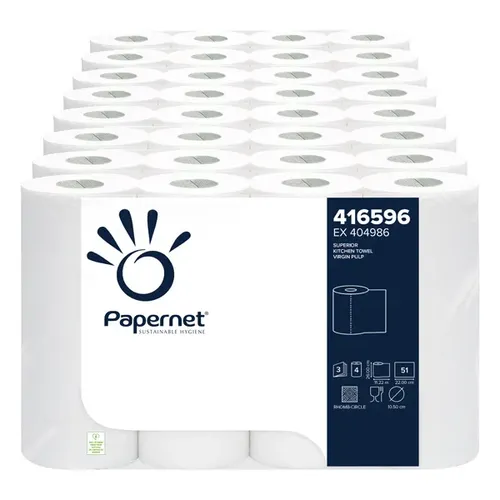 Papernet Superior Küchenrollen 3-lagig, weiß - 32 Rollen - Küchenrollen, 3-lagig und besonders saugfähig, perfekt für den täglichen Gebrauch in Ihrer Küche.