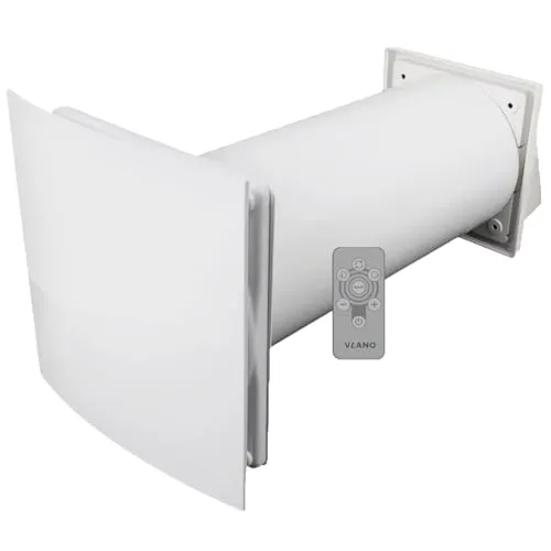 VLANO UNO 125 SMART Dezentrale Lüftungsanlage mit Wärmerückgewinnung, Fernbedienung, Temperatursensor, Wärmetauscher, 6-stufiger Betrieb, 70 m³/h, 4 Betriebsmodi, Wohnraumlüfter, 125 mm