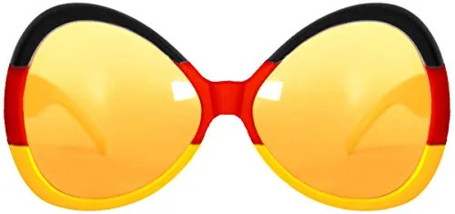 Folat 30801 – Deutschland Rießenbrille, Schwarz, Rot, Gold, mit gelbgetönten Gläsern, Sonnenbrille, WM, EM, Fußball, Ballermann, Länder, Karneval, Motto Party, Gartenparty, Public Viewing