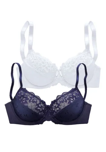 petite fleur Bügel-BH (Packung, 2 Stück) mit elastischer Spitze, Dessous – ideal für große Größen