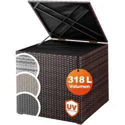 Casaria Auflagenbox 318 L – Wasserdicht mit Gasdruckfeder - Auflagenboxen aus robustem Polyrattan, bietet 318 L Stauraum und schützt Ihre Gartenmöbel vor Witterungseinflüssen.
