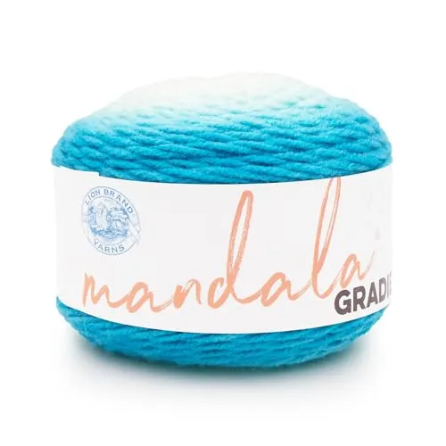 Lion Brand Yarn Mandala-Farbverlauf, mehrfarbiges Garn zum Stricken, Häkeln und Basteln, Aqua, 1 Packung