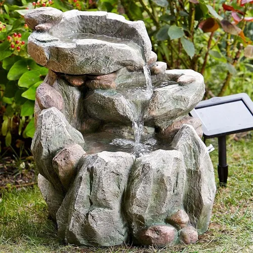 Smart Solar Rock Fall Brunnen 1170530 - Freistehende Springbrunnen für den Aussenbereich mit natürlichem Felseffekt und intelligenter Solarpumpe – ideal für entspannende Gartengestaltung ohne laufende Kosten.