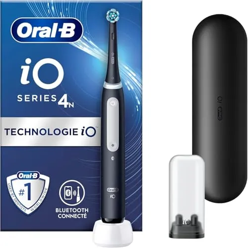 Oral-B iO Series 4N Elektrische Zahnbürste Schwarz - Elektrische Zahnbürste mit innovativem Antriebssystem für eine effektive und sanfte Reinigung. Inklusive Bluetooth-Verbindung zur App für personalisierte Einstellungen und Putzverhalten-Tracking.