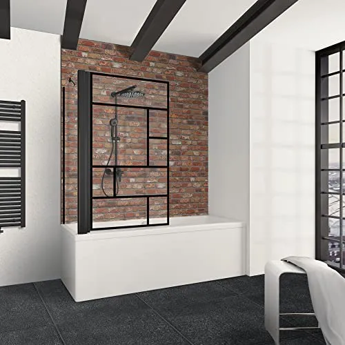 Schulte Badewannenaufsatz 2-teilig BlackStyle - Duschwand aus 5 mm Sicherheitsglas für optimale Spritzschutz und langlebige Qualität. Ideal für 70er Badewannen, einfach zu montieren und perfekte Alternative zu Duschvorhängen.