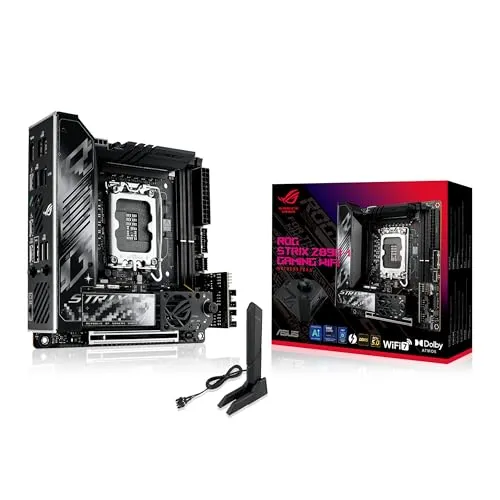 ASUS ROG Strix Z890-I Gaming WiFi Mainboard - Mini-ITX Gaming Mainboard für Intel LGA 1851, optimiert für fortschrittliche AI-Anwendungen mit DDR5, WiFi 7 und PCIe 5.0 für maximale Leistung.