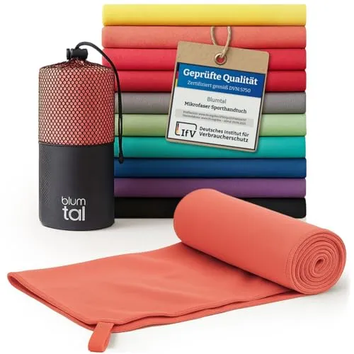 Blumtal Mikrofaser Handtuch leicht & extra saugstark - schnelltrocknende Microfaser Handtücher - optimal als Fitness Handtuch/Strandtuch Mikrofaser/Gym Towel - Reisehandtuch kompakt - Coral - Rot