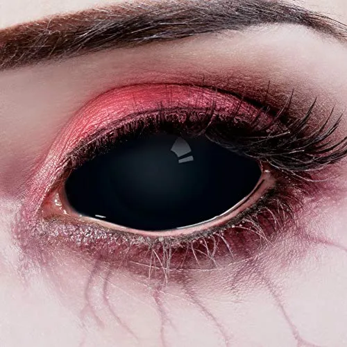aricona Kontaktlinsen: Schwarze Sclera Jahreslinsen 22mm - 2er Set - Farbige Jahreslinsen in komplett deckendem Schwarz für beeindruckende Looks. Ideal für Halloween, Cosplay und besondere Anlässe – mehrfach tragbar und angenehm zu tragen dank 42% Wassergehalt.