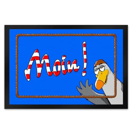 Moin Leuchtturm Fußmatte XL 40x60 cm mit Möwe - Praktische Fußmatte im Leuchtturm Design mit rutschfester Unterseite. Ideal für Nordsee-Fans und als Geschenk für Seefahrer. Bringt maritimes Flair in jeden Eingangsbereich!