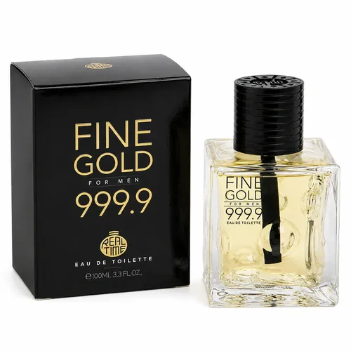 Herren Parfum Real Time – Fine Gold Man 999.9 – Eau de Toilette 100ml - Eau de Toilette für Herren mit aromatischem Duft, ideal für den täglichen Gebrauch. Erleben Sie den besonderen Charme von Fine Gold in einer praktischen 100ml Sprayflasche.