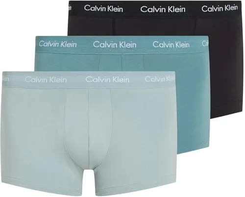 Calvin Klein Herren 3er Pack Boxershorts Low Rise Trunks Unterwäsche, Blau (Black, Shade, Slate Turquoise), L