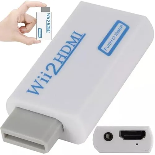 Retoo Wii HDMI Adapter Konverter, Wii zu HDMI Full HD Converter Display Port auf Hdmi, 720P 1080P, Audio 3,5mm Buchse, Audioausgang, Wii Konsolen Adapter zu HDMI für TV, Monitor, Beamer
