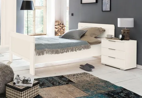 Kompaktbett - weiß - 100x200 cm - Gästebett aus Holzwerkstoff, ideal für kleine Räume. Verstellbare Einlasstiefe des Lattenrahmens für individuellen Komfort.