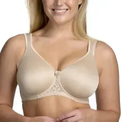 Miss Mary Smooth Lacy T-Shirt BH Beige B 95 für Damen - Eleganter T-Shirt-BH mit nahtlosen Cups für eine natürliche Form. Breite, gepolsterte Träger und elastischer Rücken sorgen für hohen Tragekomfort. Ideal für den Alltag und diskret unter jeder Kleidung.