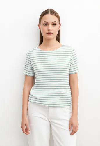 Vero Moda Rundhalsshirt VMABBY SS ZIP TOP JRS NOOS Materialmix, regular fit