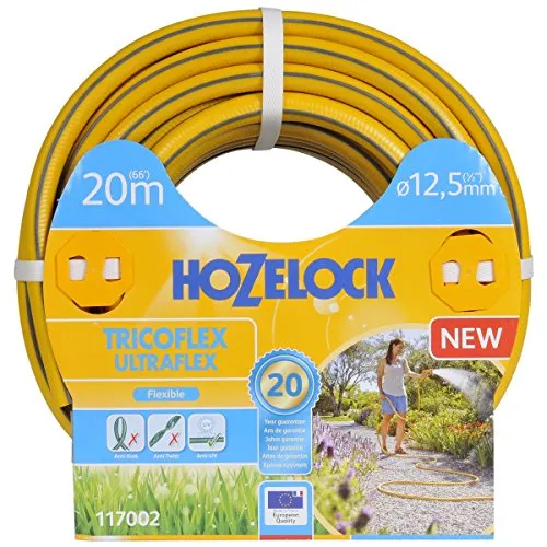 HOZELOCK - Tricoflex Ultraflex Schlauch Ø 12,5mm (1/2") 20 M: Flexibler Gartenschlauch, Wetterfest, Verdrehungs- und Verwindungsresistent, aus 40% recyceltem PVC [117002], Gelb