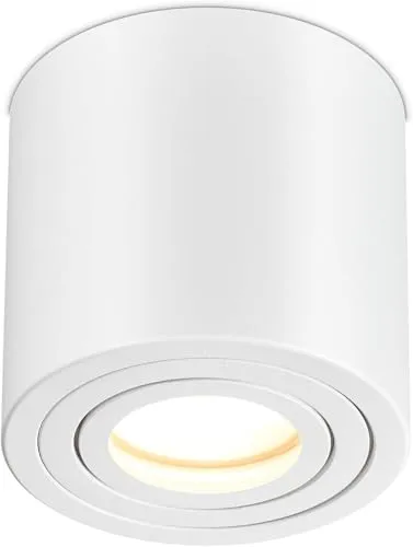 lambado® LED Aufbauleuchte für Feuchtraum/Deckenstrahler Set inkl. 230V 5W GU10 Spots - Wasserschutz für Bad & Außen - Aufbaustrahler IP44 in weiss