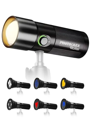 Rollei Photoolex GOBO Light, LED Taschenlampe für kreative Fotografie - Gobos für Studiobeleuchtung mit 10-Watt-Leistung und 19 Gobo-Aufsätzen für faszinierende Lichtmuster – ideal für professionelle Aufnahmen und Livestreams.