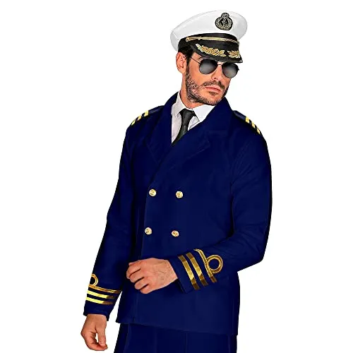 W WIDMANN MILANO Admiral Kapitänsjacke - Stylische Admiral Kapitänsjacke in Blau mit goldenen Knöpfen und Schulterklappen. Ideal für Karneval und Faschingspartys. Kombinieren Sie sie für den perfekten Look!