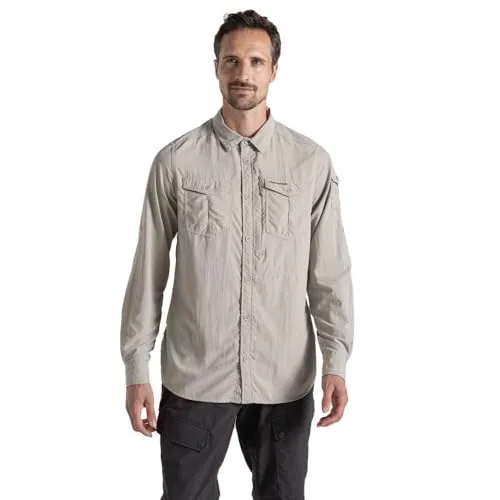 Craghoppers Langarmhemd NosiLife Adventure LS III - Beige/Hellgrau Herren M - Outdoorbekleidung mit NosiLife-Technologie, die Insekten abwehrt und Gerüche hemmt. Leichtes, feuchtigkeitsregulierendes Gewebe sorgt für Komfort bei warmem Wetter.