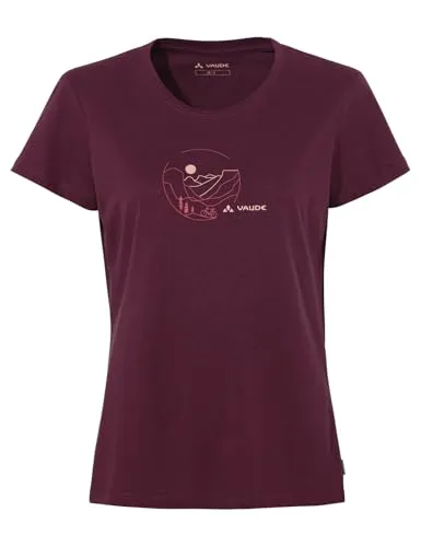 VAUDE Damen Women's Cyclist V T-Shirt, Cassis/Rose, 38 EU - Kleidung: Trendiges Radfahr-Shirt, leicht, atmungsaktiv und schnelltrocknend aus umweltfreundlichem Materialmix von Bio-Baumwolle und Woodfiber.