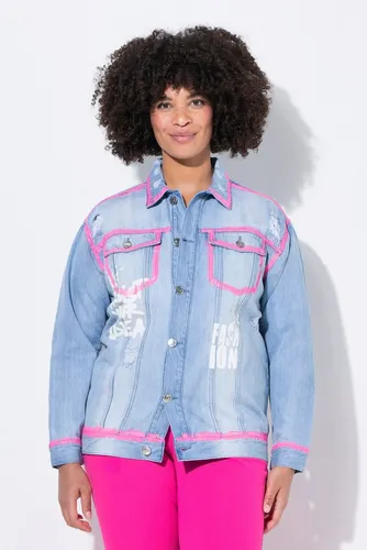 Angel of Style Sommerjacke Jeansjacke oversized mit Neon-Kanten blau 50 - Stylische oversized Jeansjacke mit Neon-Kanten, ideal für den modischen Sommerlook. Aus 100% Baumwolle, pflegeleicht und bequem für jeden Tag.