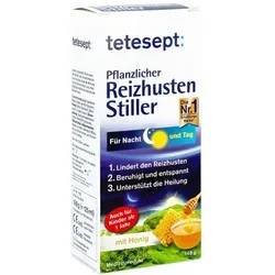 Tetesept Pflanzlicher Reizhusten Stiller Flü.z.e. - Arzneimittel zur Linderung von Reizhusten, enthält natürliche Inhaltsstoffe wie Isländisches Moos und Bienenhonig für eine sanfte Wirkung.