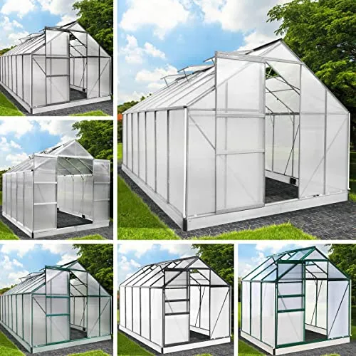 Aluminium Gewächshaus 250x190x195 grün - Stabil und TÜV-geprüft, mit hohem Komfort und optimaler Isolierung für Ihre Pflanzenpflege
