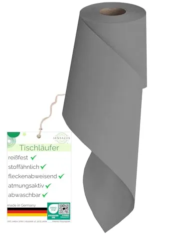 Sensalux Tischläufer, Länge: 25m, stoffähnliches Vlies, Breite: 15cm, Grau