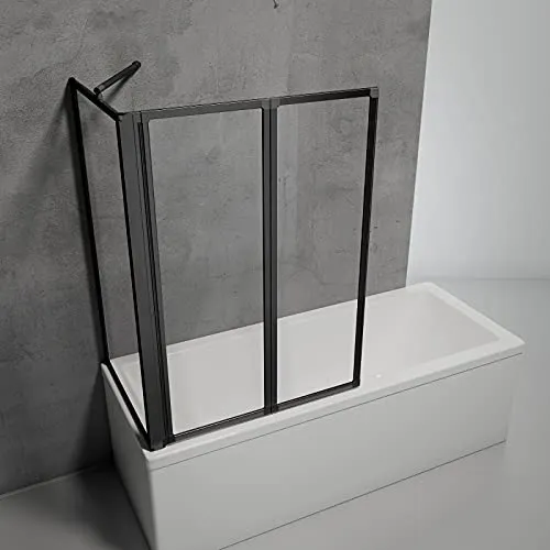 Schulte Duschabtrennung Smart für Badewanne, 2-teilig - Duschkabinen & -wände aus 3 mm Sicherheitsglas für optimalen Spritzschutz, einfache Klebemontage ohne Bohren, ideal für Mieter und flexibel einsetzbar.