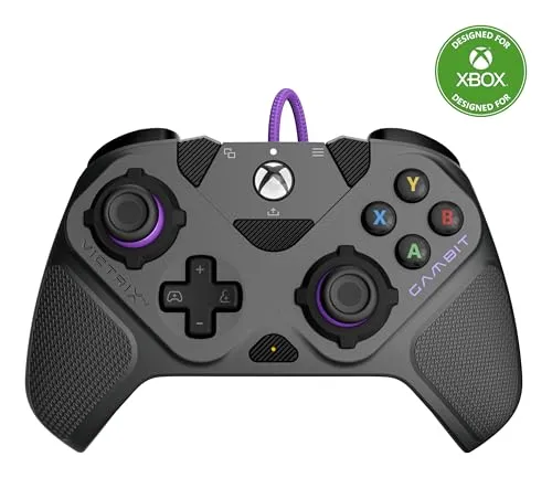 Turtle Beach Victrix Gambit Prime Wired Tournament Controller für Xbox & PC - Erlebe blitzschnelle Eingaben mit Dual Core Technologie und passe deinen Controller mit 12 austauschbaren Komponenten an. Perfekt für Turnierspieler und Gamer, die Präzision und Komfort schätzen.