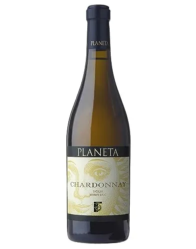 Chardonnay Menfi DOC 2023 Planeta 0,75l - Weißwein mit intensivem Bouquet aus Pfirsichen und Honigmelonen, biologisch angebaut und ideal zu Fischgerichten oder Käse. Hervorragende Struktur und Lagerpotenzial bis 2033.