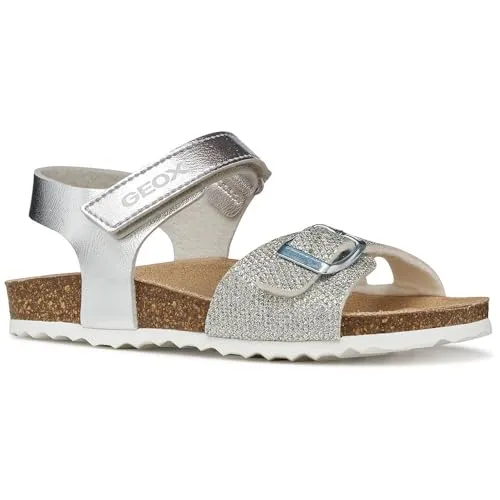 Geox Mädchen J Adriel Girl C Sandalen, 0bnew Silver, 38 EU - Stylische und atmungsaktive Sandalen für Mädchen, ideal für warme Tage und täglichen Komfort.