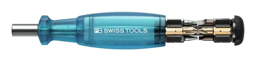 SWISS TOOLS PB 6464 – Taschenwerkzeug mit integriertem Bitmagazin - Schraubendreher mit 8 magnetischen Bits, perfekt für unterwegs und vielseitige Anwendungen – Made in Switzerland.