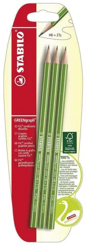 Umweltfreundlicher Bleistift - STABILO GREENgraph - Härtegrad HB - 3er Pack
