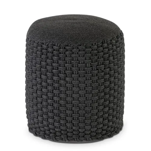 Amago home Merino Pouf Sitzhocker anthrazit – grau - Kompakter, wasserfester Sitzhocker in Strick-Optik, ideal für drinnen und draußen. Mit einem Durchmesser von 40 cm und einer Höhe von 45 cm ist er vielseitig einsetzbar und aus 100% recyceltem Kunststoff gefertigt.