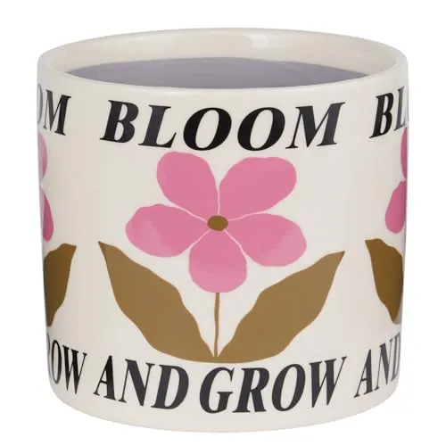 BUTLERS Blumenübertopf Ø 17cm Steingut -Bloom & Grow- Übertopf für Zimmerpflanzen | Pflanztopf mit Blumendekor für Fensterbank