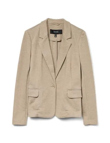Vero Moda Kurzblazer VMJulia - Eleganter Melange-Look - Kurzblazer aus Recyclingmaterial in hellbraun, ideal für stilvolle Anlässe. Mit weiterem Kragen und normaler Passform für einen modernen Schnitt.