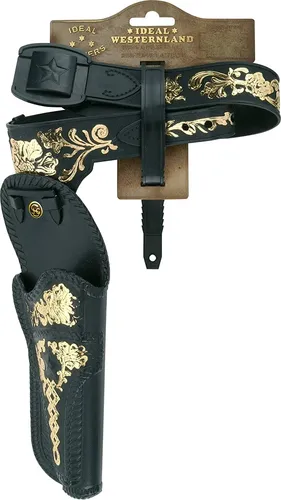 Fasching Schrödel Holsterset Pistolengürtel klein schwarz - Ideal für Fasching und Karneval, sorgt dieser schwarze Pistolengürtel für den perfekten Look und bietet Platz für Zubehör.