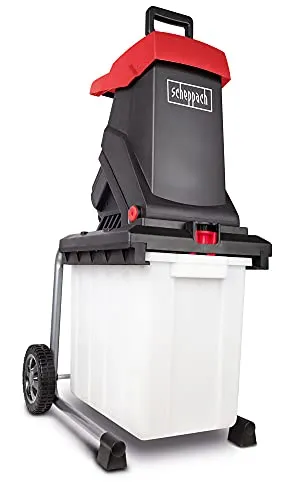 Scheppach Elektro Gartenhäcksler GS59 - 2500W Leistung - Häcksler & Mulcher mit kraftvollem 2500W Motor, 60L Fangbox und 150mm Einfüllöffnung für müheloses Häckseln von Ästen bis 40mm Durchmesser.