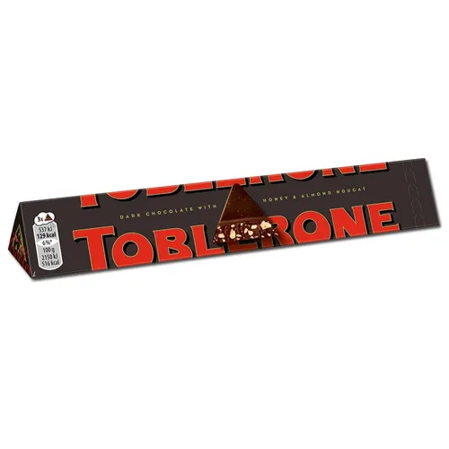 Toblerone Dunkel 100 g - Genießen Sie die einzigartige Kombination aus dunkler Schokolade und köstlichen Aromen in der klassischen Toblerone-Form. Ideal für Schokoladenliebhaber!