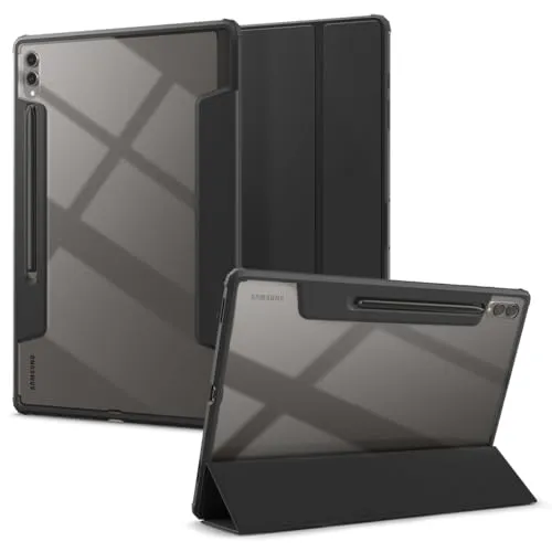 Spigen Ultra Hybrid Pro Hülle für Samsung Galaxy Tab S10 / S9 / S8 - Schwarz - Tablet-PC-Zubehör mit stabilem Ständer und präzisen Ausschnitten für optimale Nutzung. Erhöhte Kanten bieten zusätzlichen Schutz für Bildschirm und Kamera. Kompatibel mit Spigen Displayschutzfolie.