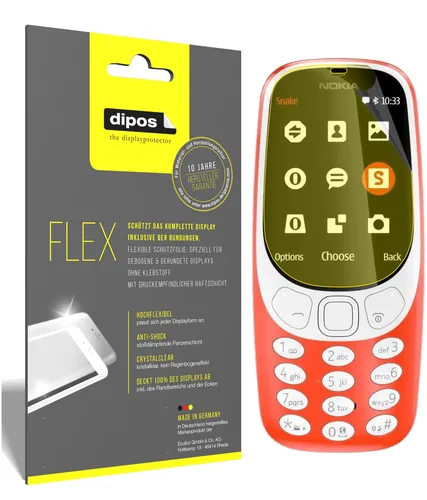 3x Schutzfolie für Nokia 3310 Folie, 100% Displayabdeckung, dipos Flex