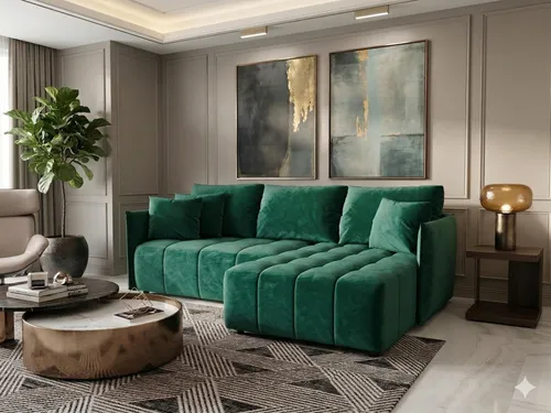 CORNERO Ecksofa CHICAGO L-Form mit Schlaffunktion und Stauraum - Grün - Das CHICAGO L Ecksofa vereint modernes Design mit Funktionalität. Mit Schlaffunktion und integriertem Stauraum ist es ideal für Gäste und bietet gleichzeitig stilvollen Komfort in Ihrem Zuhause.