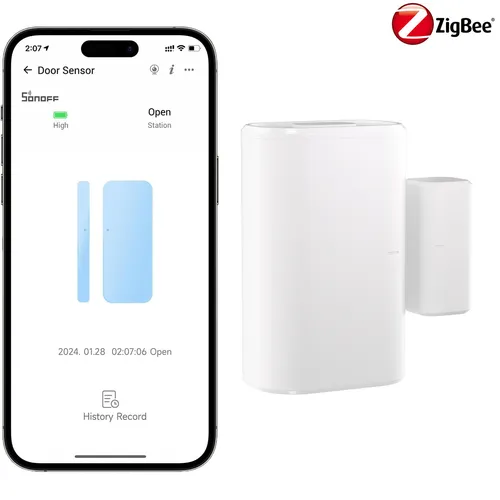 SONOFF ZigBee Tür- und Fenstersensor - Sensoren & Bewegungsmelder für Smart Home, bietet zuverlässige Sicherheit durch sofortige Alarmmeldungen bei geöffneten Türen oder Fenstern.