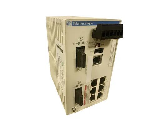 Telemecanique TCSESM083F2CU0 6-Port Ethernet Switch - 6-Port Switch in elegantem Weiß, ideal für effiziente Netzwerklösungen und einfache Integration in bestehende Systeme.