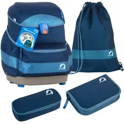 Finkid Buddy EKO Sport Rucksack denim/dove - Schulranzen aus recycelten Materialien, wasserdicht und mit reflektierenden Elementen für mehr Sicherheit. Ideal für umweltbewusste Kinder und alle Freizeitutensilien.